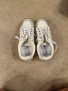 White Leather Lace-Up Sneakers